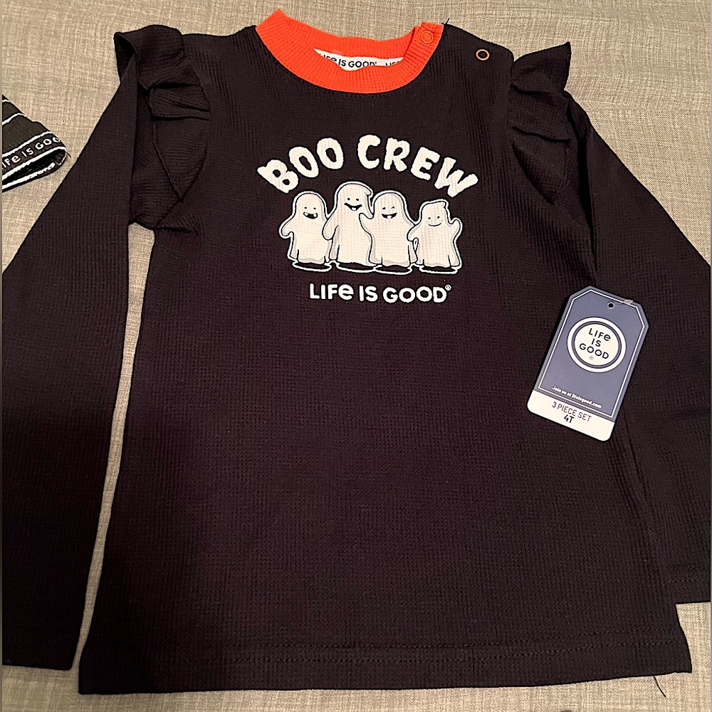 NWT Life is Good Boo Crew Halloween Fall 3 Piece Outfit Toddler Girl’s SZ 4T - Picture 3 of 15